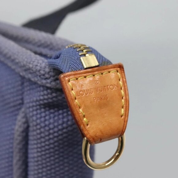 LOUIS VUITTON Antigua Cabas PM Tote Bag Canvas Blue Black M40090 LV Auth BA3231 - Picture 10 of 16